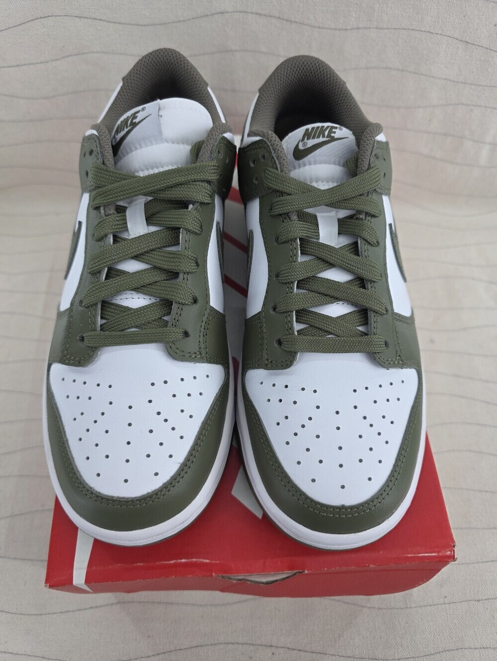 Nike Womens Dunk Low White And Medium Olive Sneakers Shoes DD1503-120 Size 7 - Picture 3 of 10